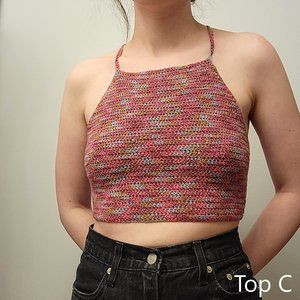 Crochet Pink Halter Crop Top